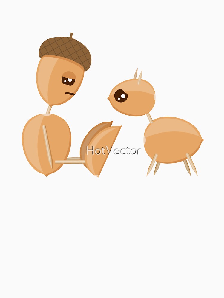 Sad depressed autumn acorn puppet with pet by HotVector