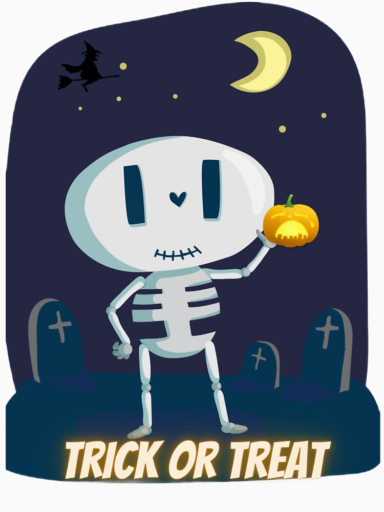 Halloween funny skeleton trick or treat, Funny skeleton, Trick or Treat, Halloween skeleton by Dven-Clothes