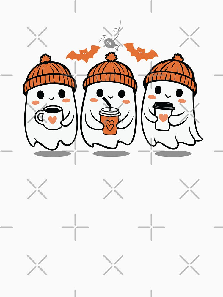 Cute Halloween Ghosts with Coffee Shirt by Nupitz