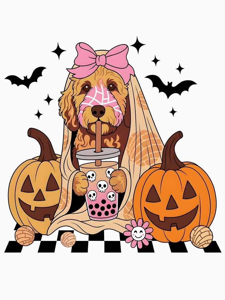 Halloween Dog Ghost Cute Goldendoodle Fall by KroghDs