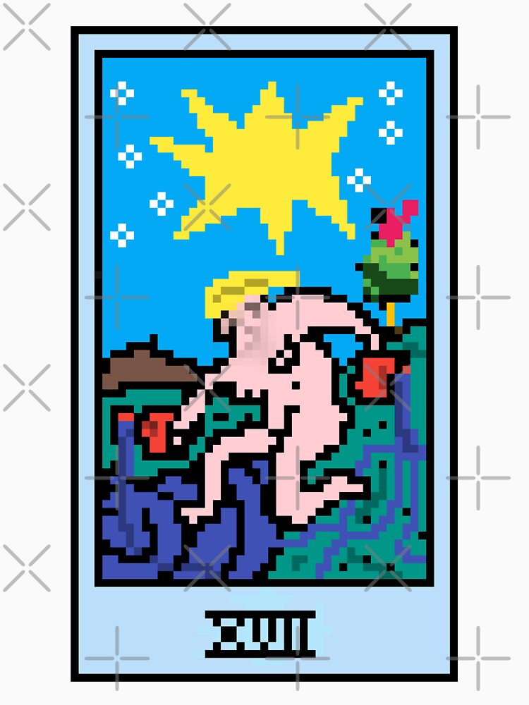 Wait, is this pixel art tarot? White - Major Arcana 'The Star' (Design for T-shirt, stickers and other accessories) by Pixel Waite