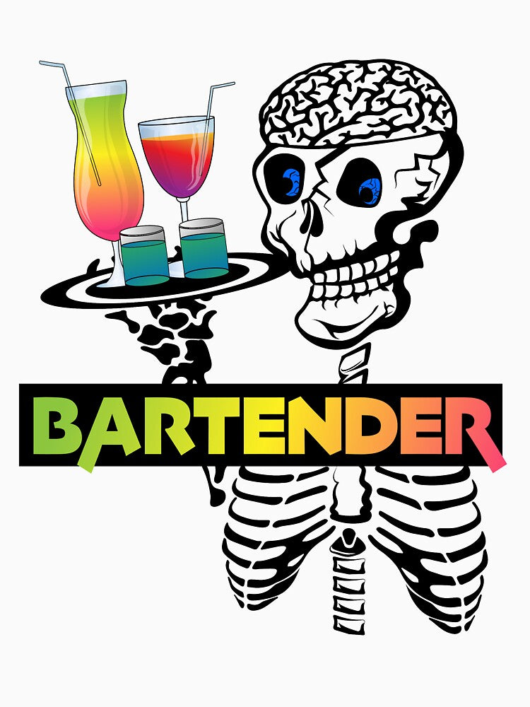 Bartender Halloween, Halloween Skeleton Bartender, Creepy Skeleton Bartender Design by PolishDesigns