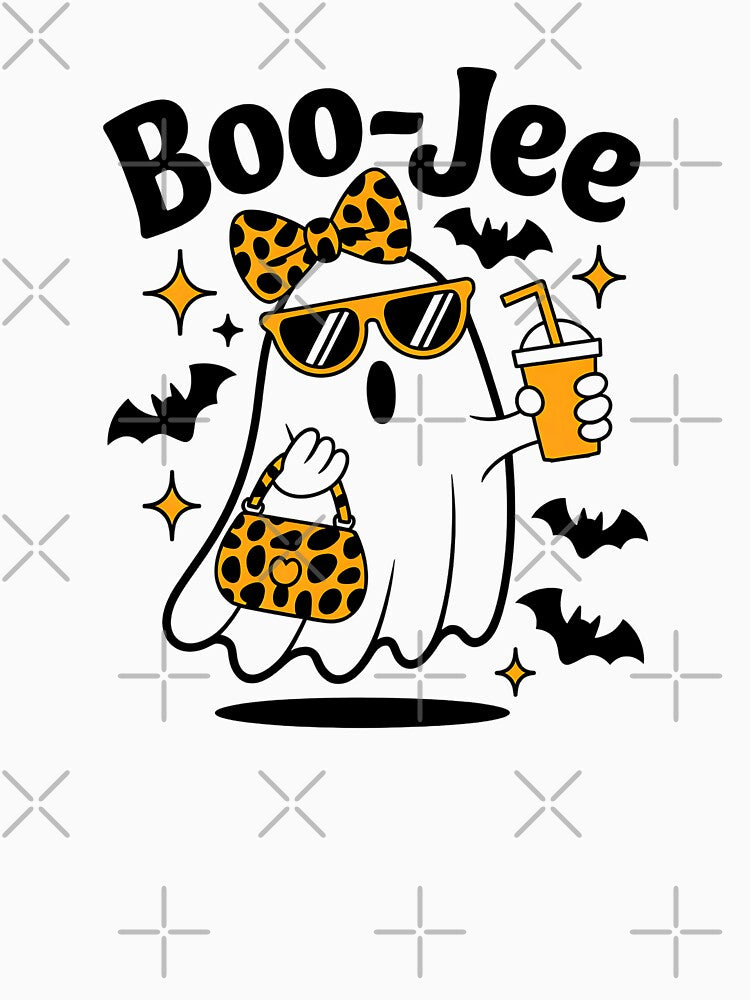 Boo-Jee Ghost – Boujee Halloween Cute Ghost with Leopard Bow by Jaanussar