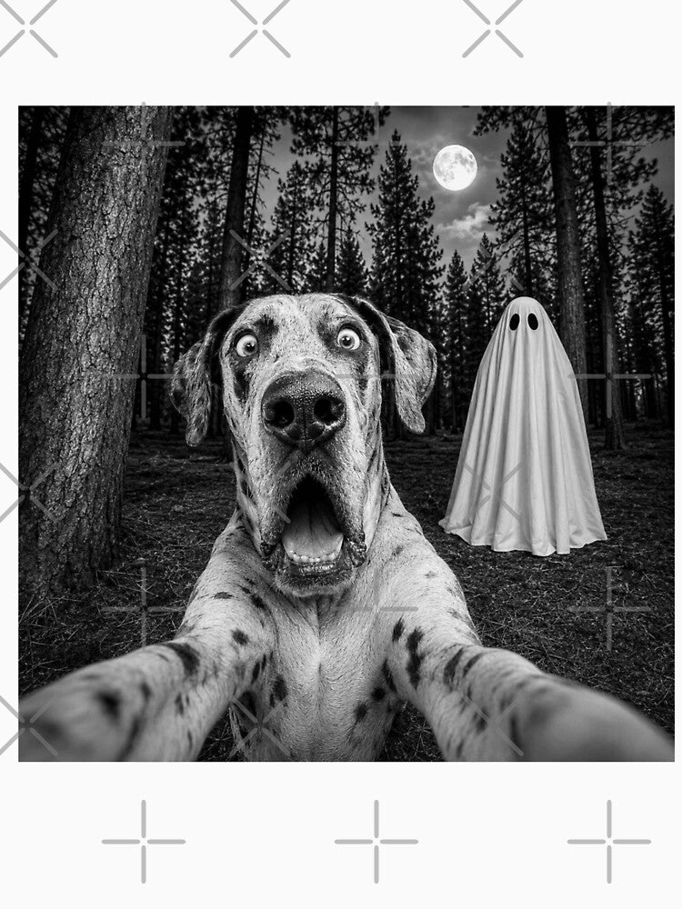 Spooky Great Dane Selfie with Ghost Halloween Dog by 76Valeria