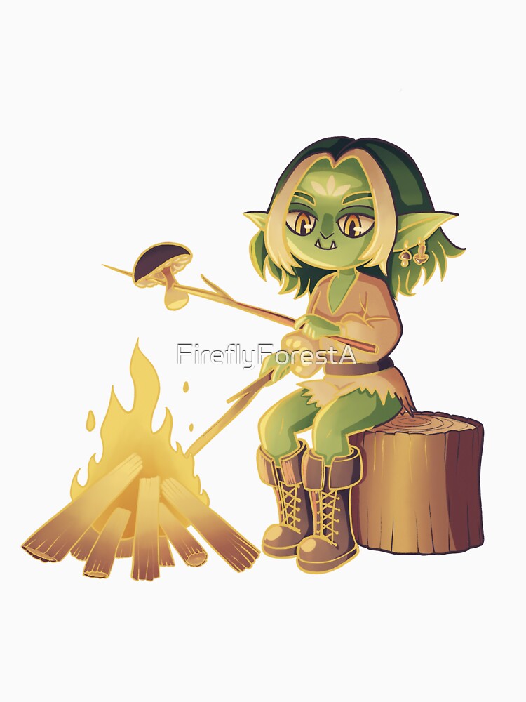 Goblin girl sits by the fire by FireflyForestA