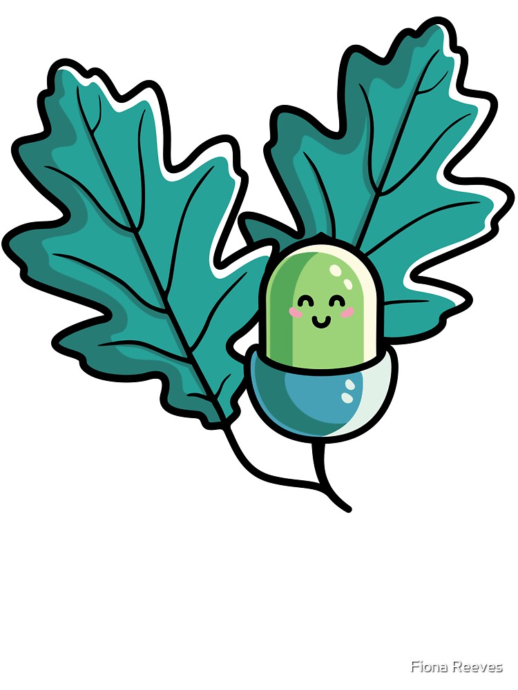 Kawaii Cute Acorn with Oak Leaves by Flaming Imp