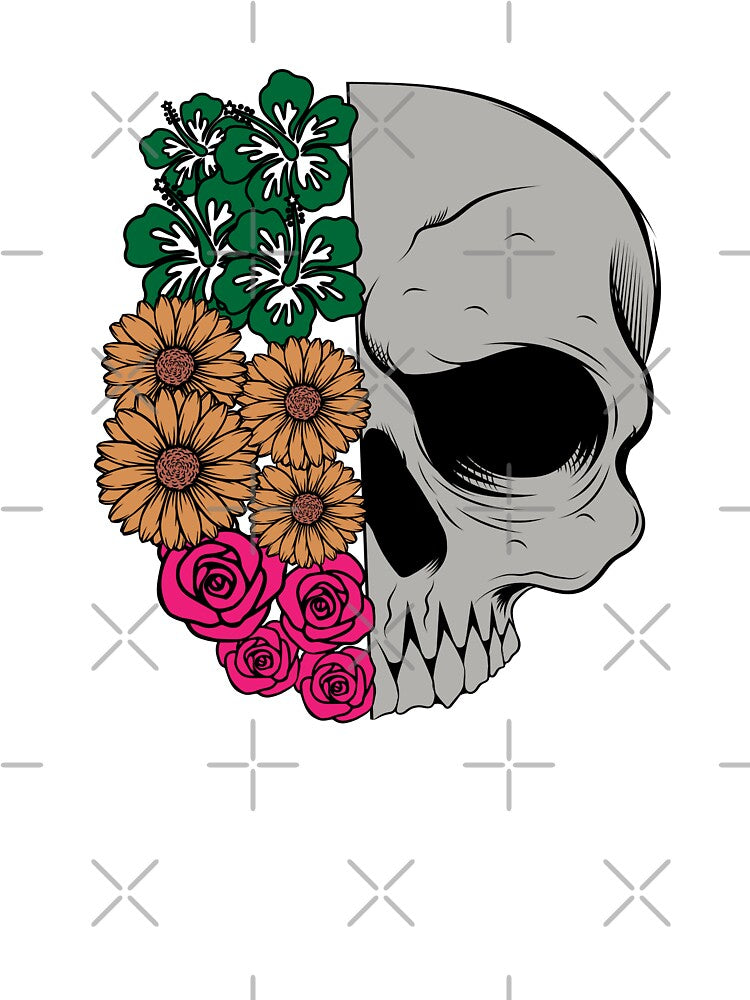 Skull and Flowers  Motivational Skeleton by pnatasakol