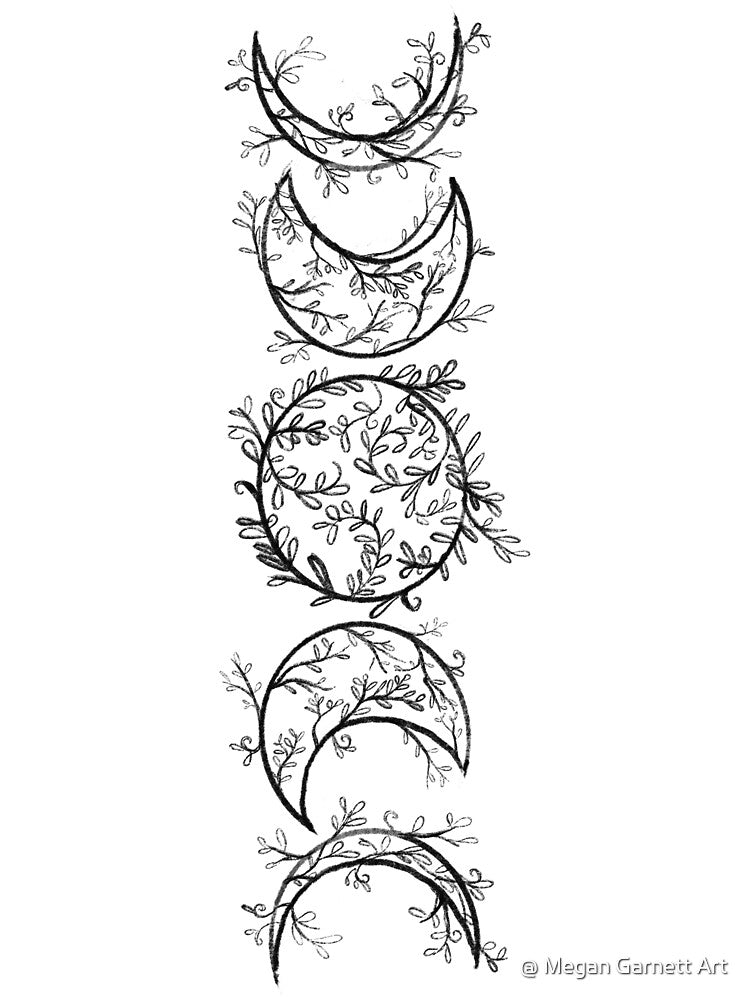 Branch and Vine Moon Phases (Vertical) by @ Megan Garnett Art