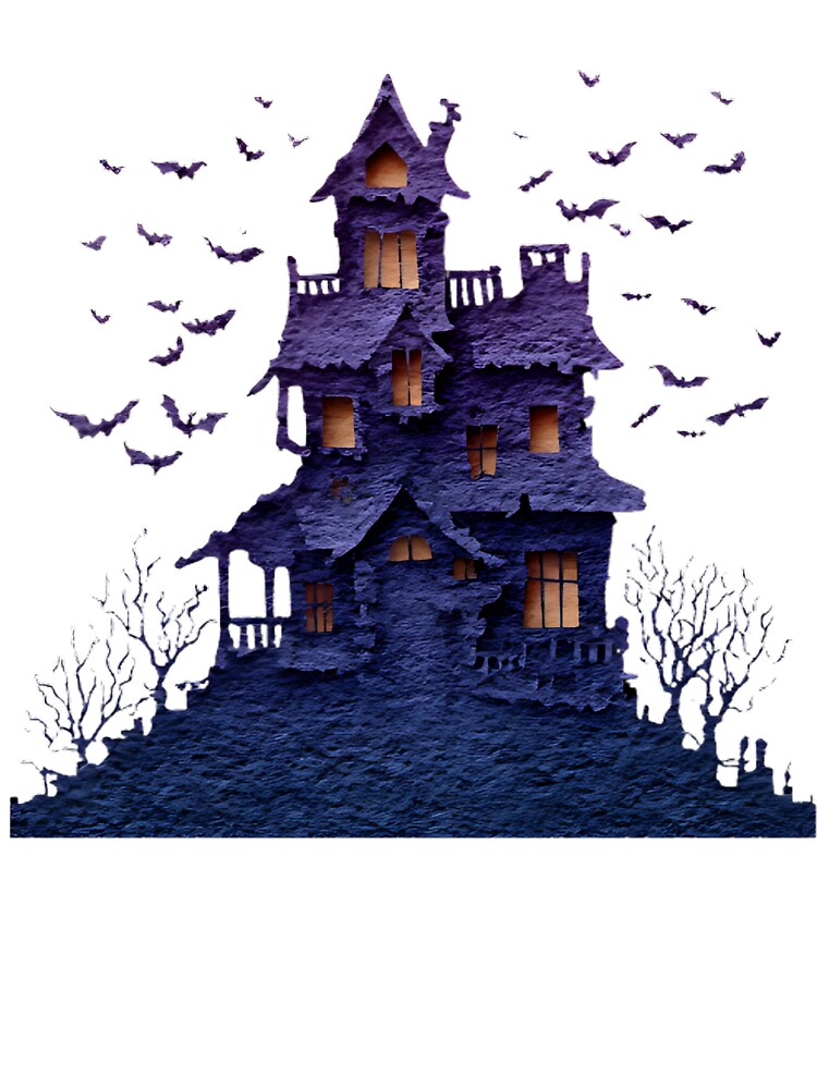 Haunted House Silhouette with Bats – Spooky Halloween Night by Flowing Colurs