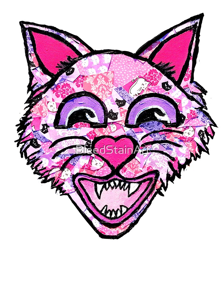 Vintage Hissing Cat But Make It Pink by BleedStainArt