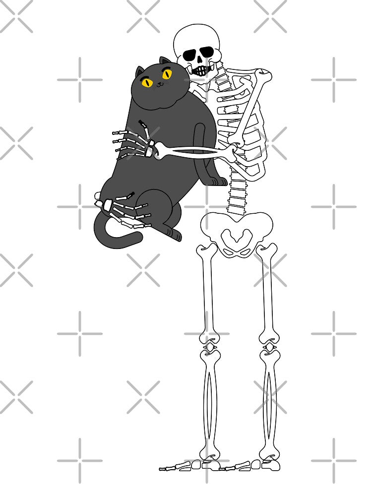 Funny skeleton with a cat by uni