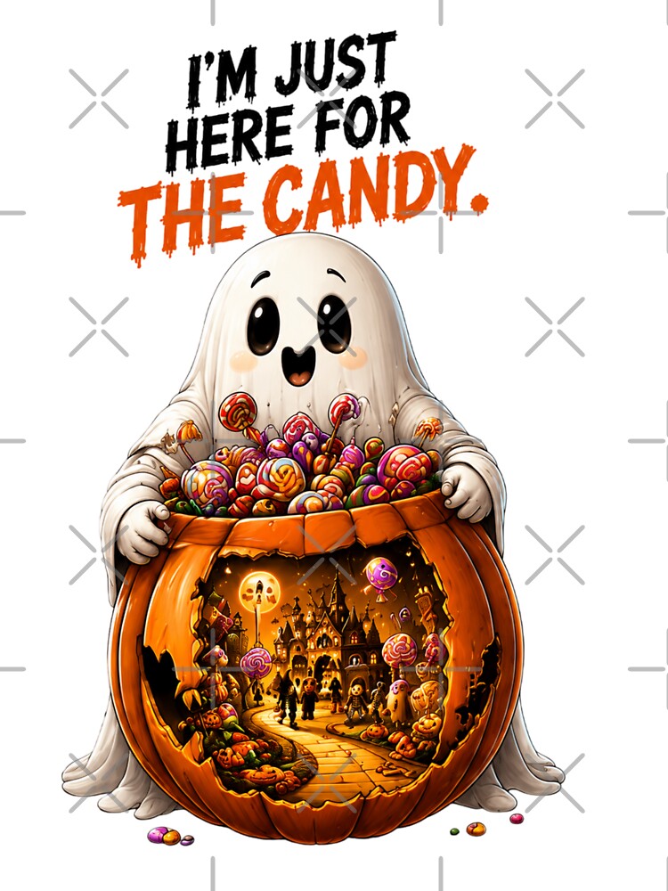 Halloween Ghost Shirt | I'm Just Here for the Candy | Cute Pumpkin Ghost Halloween Design by Limitless expressions - wear your mindset