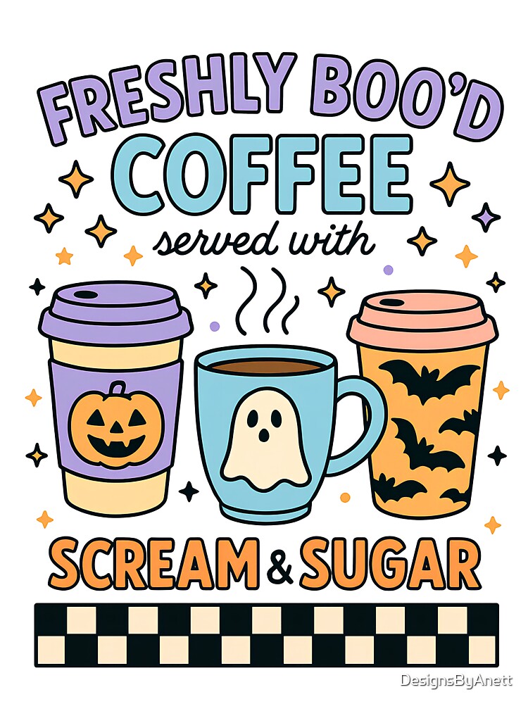 Freshly Boo'd Coffee Served With Scream and Sugar Halloween Horror Latte by DesignsByAnett