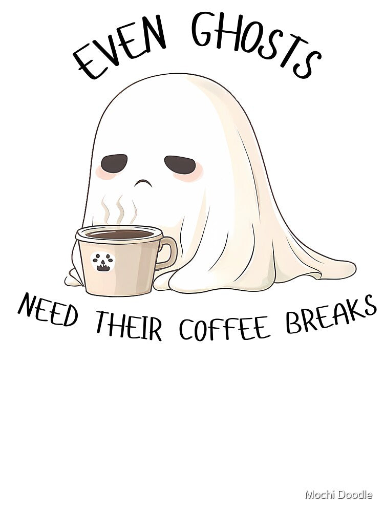 A Tired Ghost with a Cup of Coffee by Mochi Doodle
