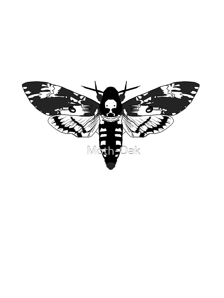 Black and white line art death hawk moth by Moth-Oak