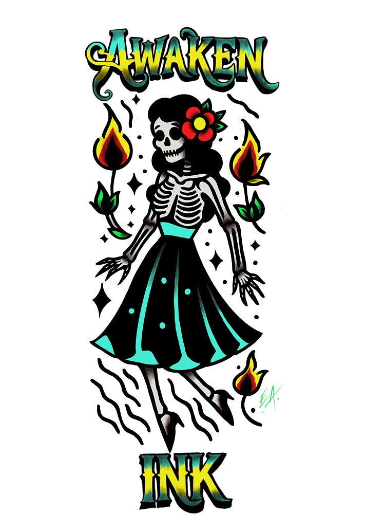 Skeleton lady awaken ink by Awakenink
