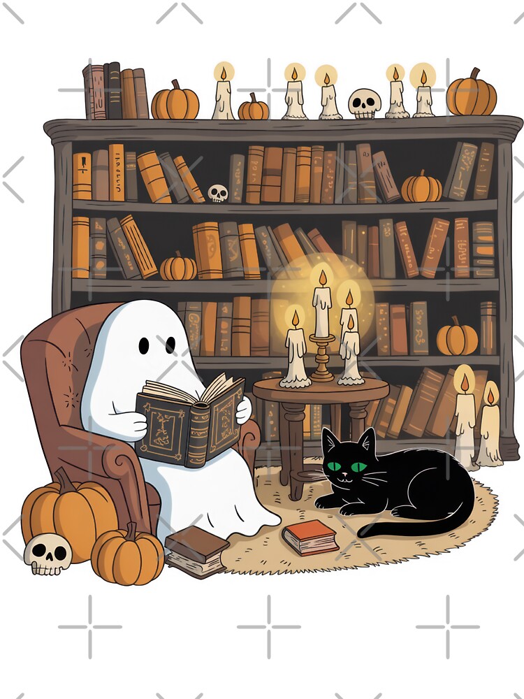 Spooky Ghost Reading Book Halloween Tee by zakahero