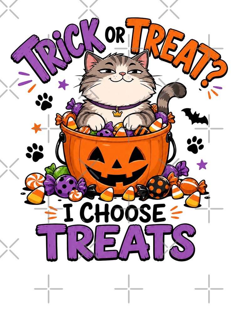 Halloween Cat Shirt, Trick or Treat I Choose Treats, Funny Cat Lover Gift, Candy Cat Shirt, Halloween Gift for Cat Owner by colorleafz