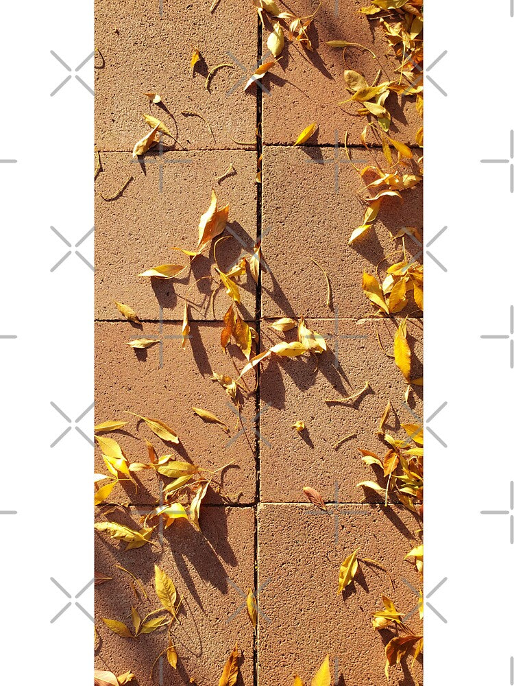 Golden Autumn Leaves on Brick - Warm Fall Photography by TheArtOfTreble