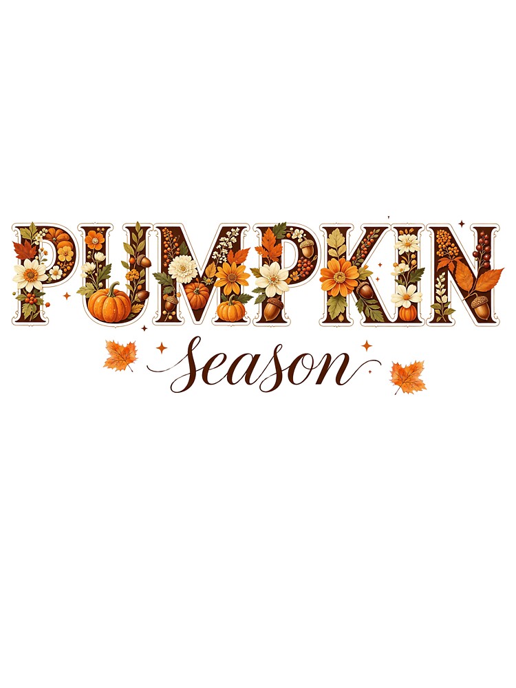 Pumpkin Season Floral Autumn Lettering, Cozy Fall Botanical Art by GeorgyCrafts
