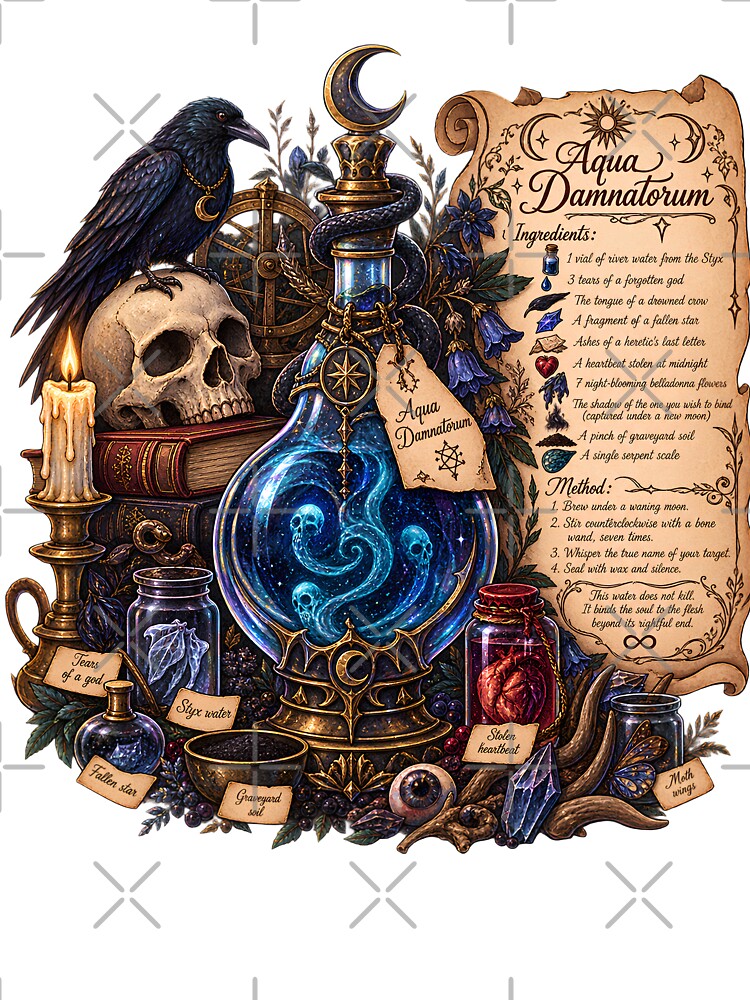 Aqua Damnatorum Potion - Cursed Elixir of Binding Souls Dark Academia by Neurospicy Trolls