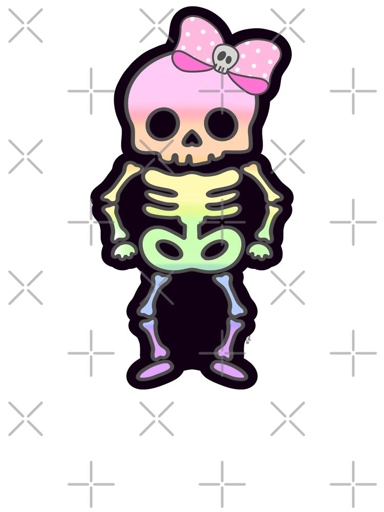 Girly Skeleton with Pink Bow & Rainbow Ombre by SpunkyDoodles