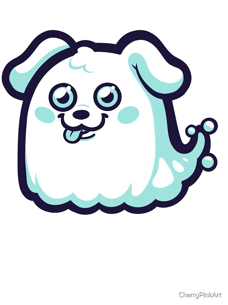 Cute and Spooky Ghost Dog by CherryPinkArt
