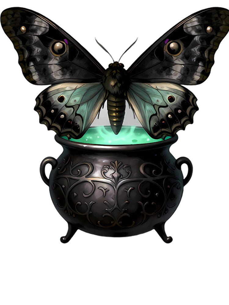Gothic Luna Moth Mint Elixir Cauldron by IllumeInk