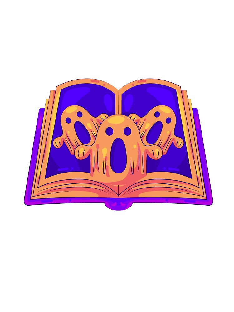 Spooky Ghost Book – Cute Halloween Reading Illustration by Horrify