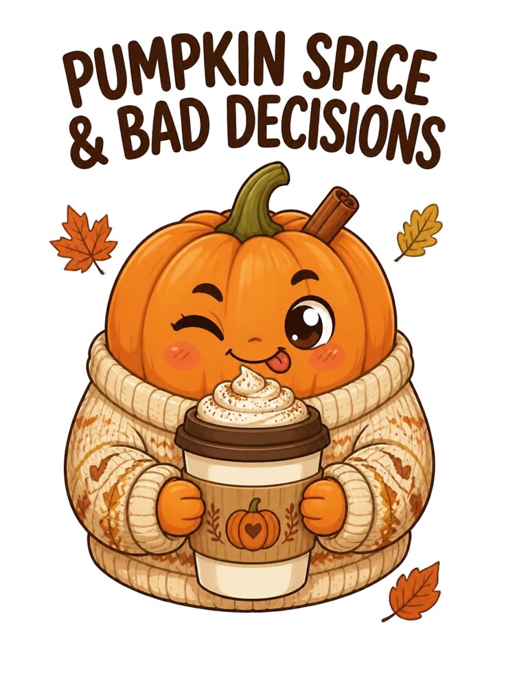 Pumpkin Spice & Bad Decisions – Funny Cute Pumpkin Fall Design by Kiinaaa