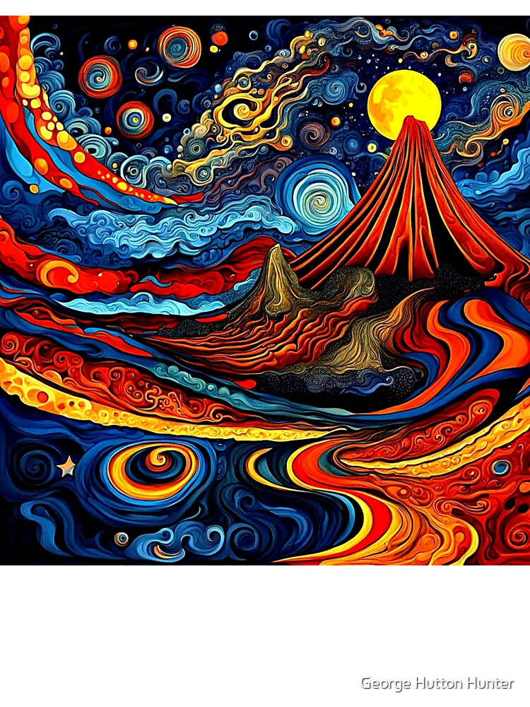 Volcanic landscape at night by George Hutton Hunter