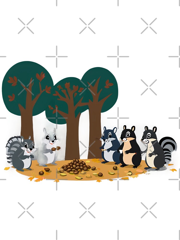 A group of squirrels acorn parties in the woods by omerfdln34