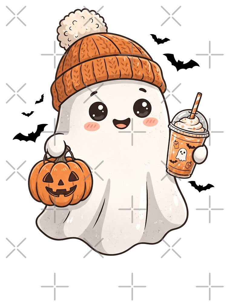 Cute Ghost with Pumpkin Latte by pintartipuduran