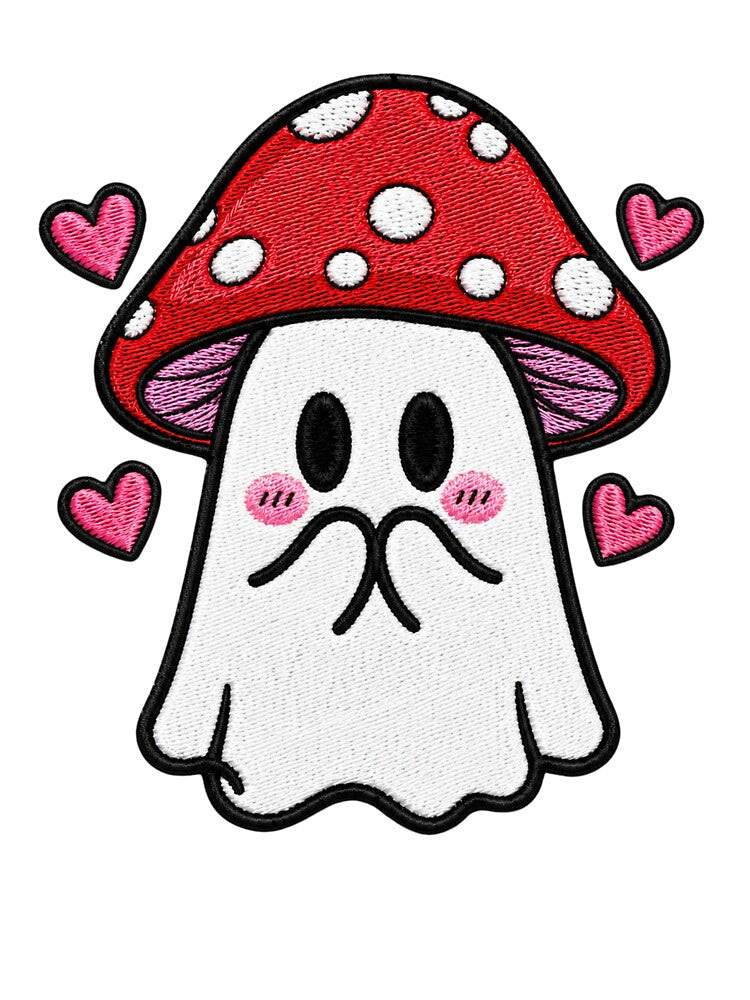 Shy Ghost Kawaii Embroidery Patch Design Cute Mushroom Boo by ColorSplash123