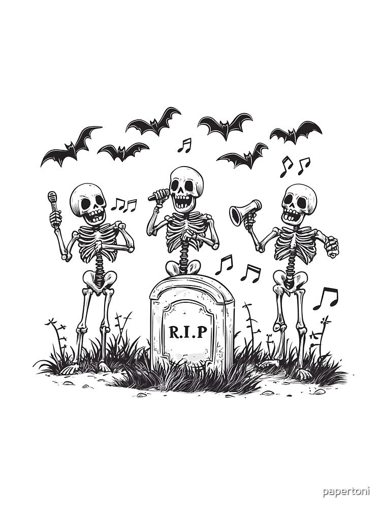 funny Skeletons singing by papertoni