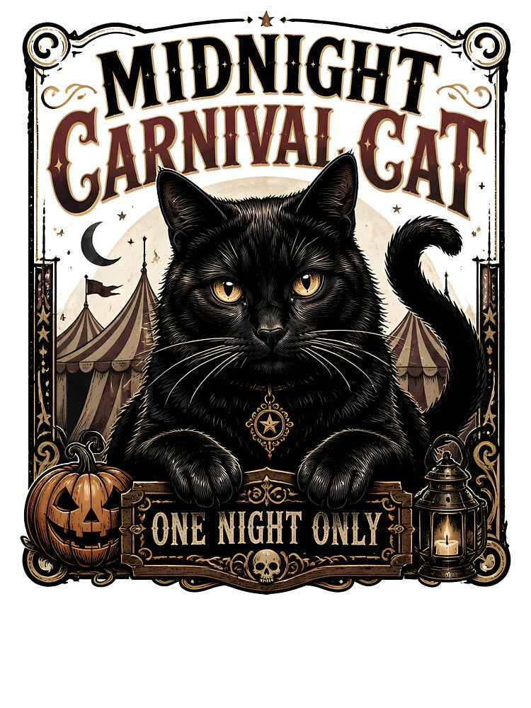 Midnight Carnival Cat Black Cat Halloween Retro Poster by BernoNickel