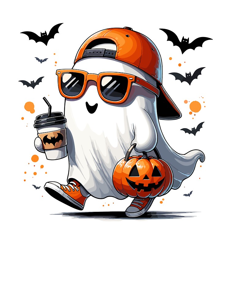 Spooky Pumpkin Ghost Bat Coffee Halloween by ROOFY-HK