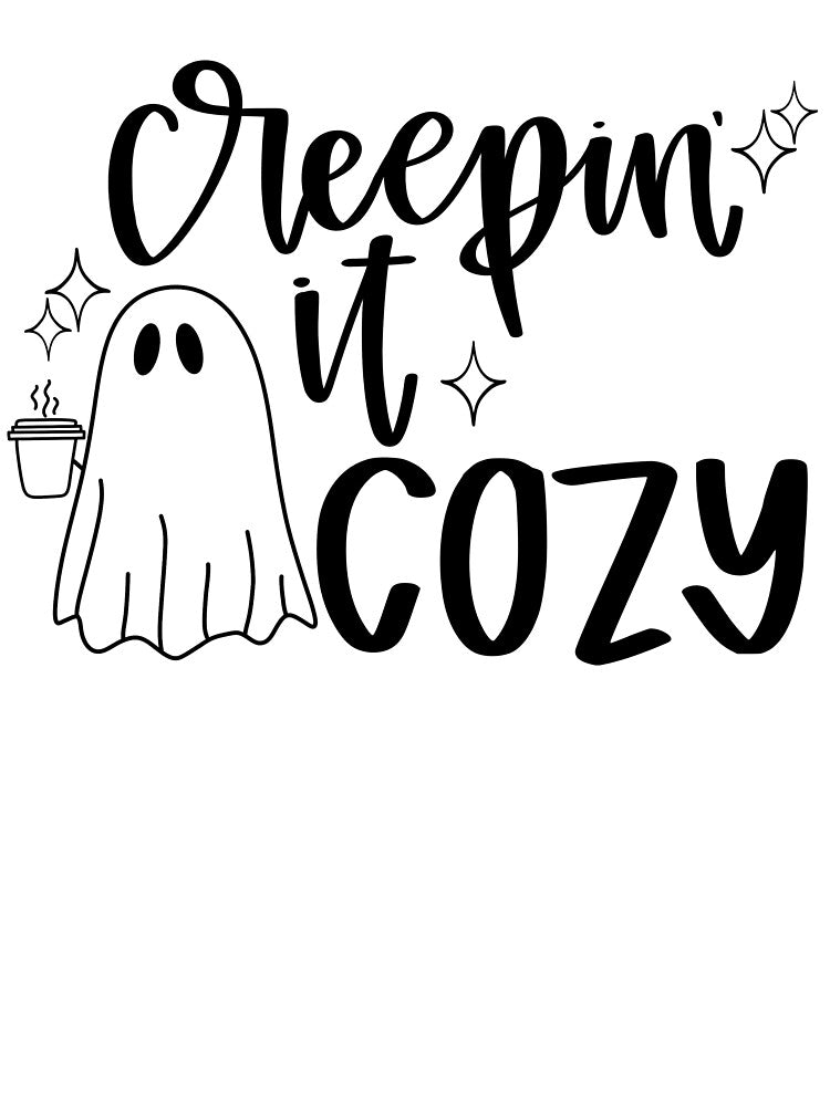 Creepin It Cozy Ghost with Coffee by Made By Mal Studio
