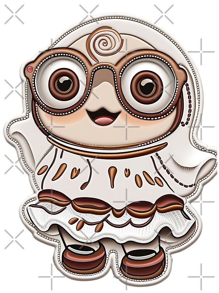 Cute Coffee Ghost Girl With Glasses Illustration by ArtDesignTp