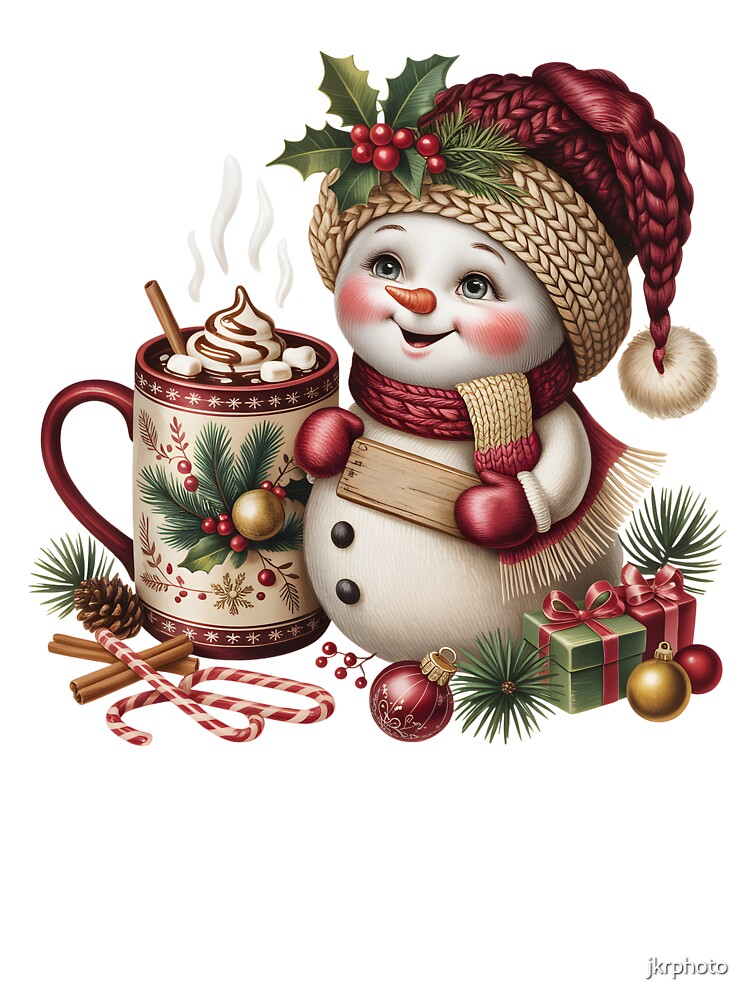 Snowman with Hot Cocoa by jkrphoto