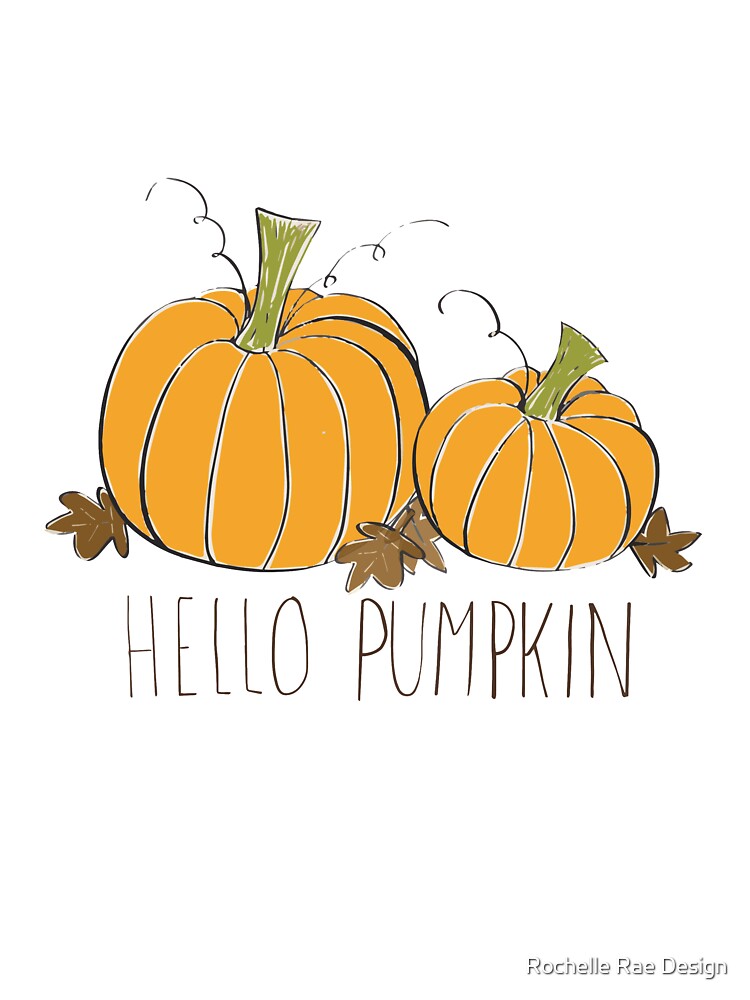 Hello Pumpkin - Pumpkins & Leaves Illustration by Rochelle Rae Design