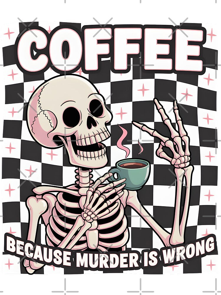 Coffee Skeleton PNG - Retro Humor by Charlietule