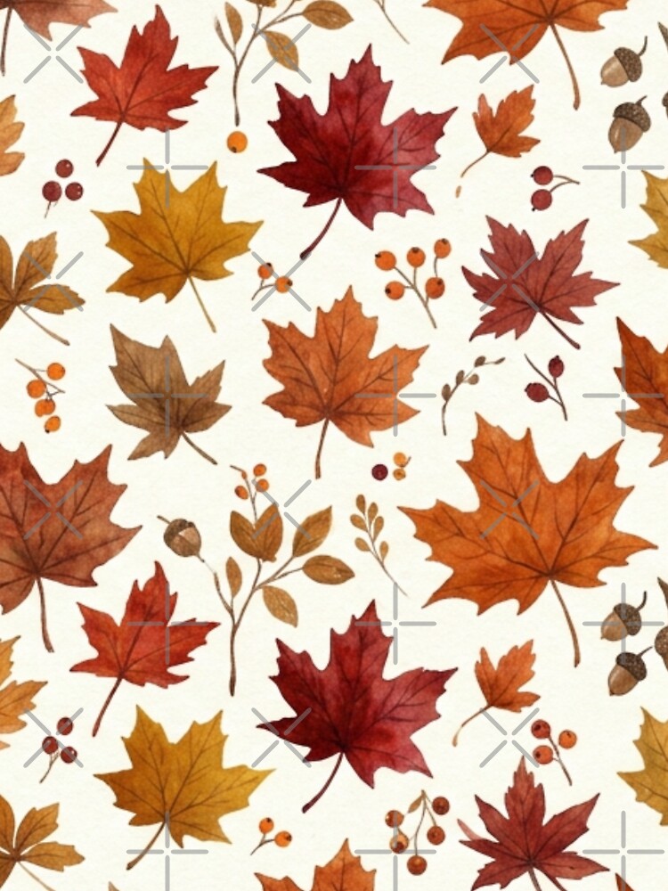 Autumn Maple Leaves Watercolor Seamless Pattern by FashioonTrends
