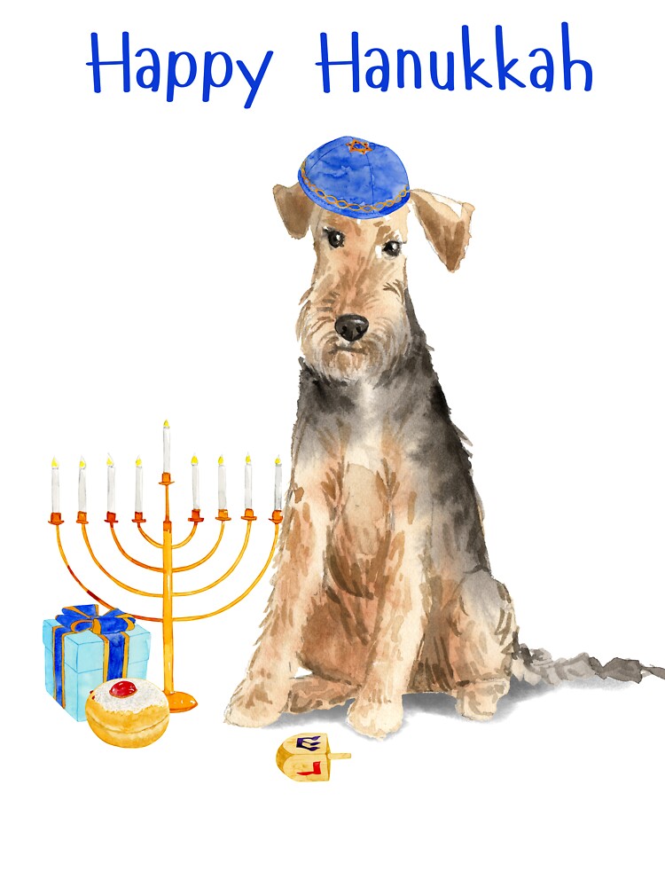 Happy Hanukkah with Welsh Terrier Dog by thekosherhub