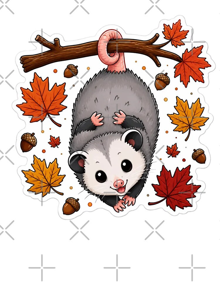 Cozy Opossum Autumn Leaves Cryptidcore Fall by StickyGuys