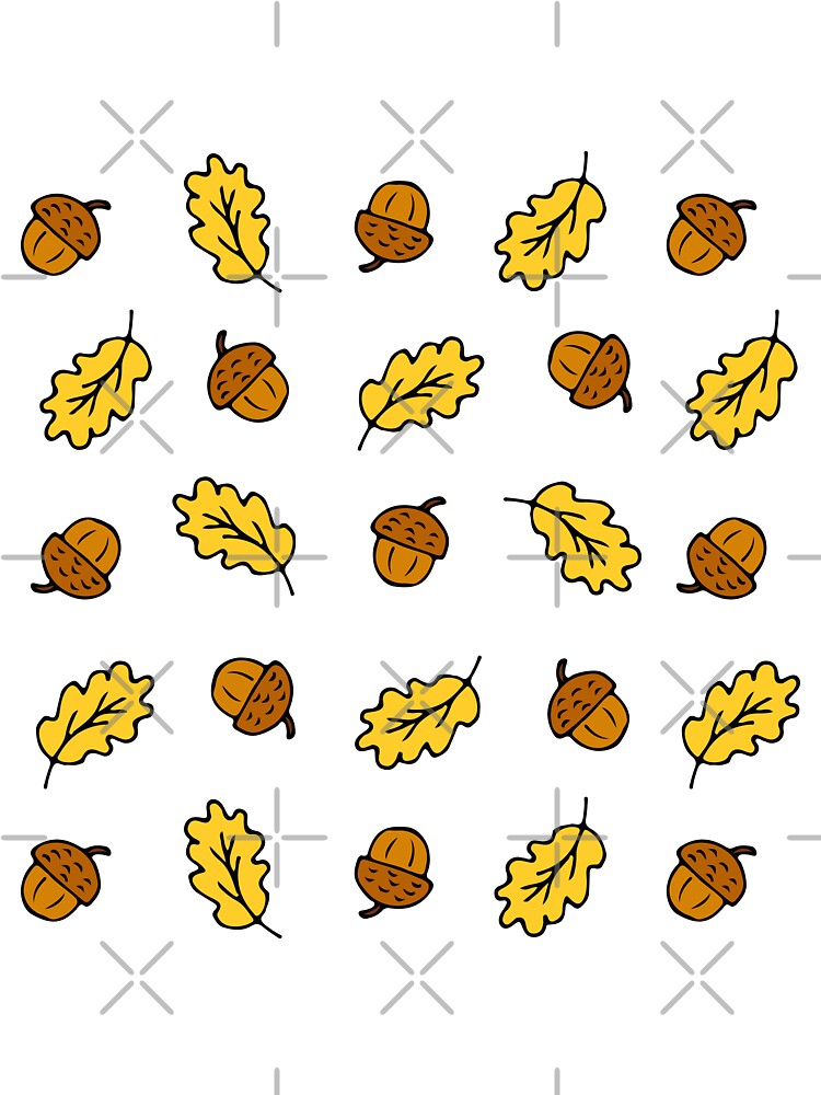 Autumn pattern with oak leaves and acorns. by GulArt