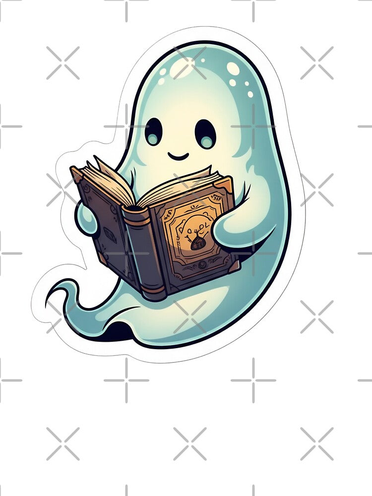Bookish Ghost Sticker - Cute Spooky Reading, Booktok Halloween by StickyGuys