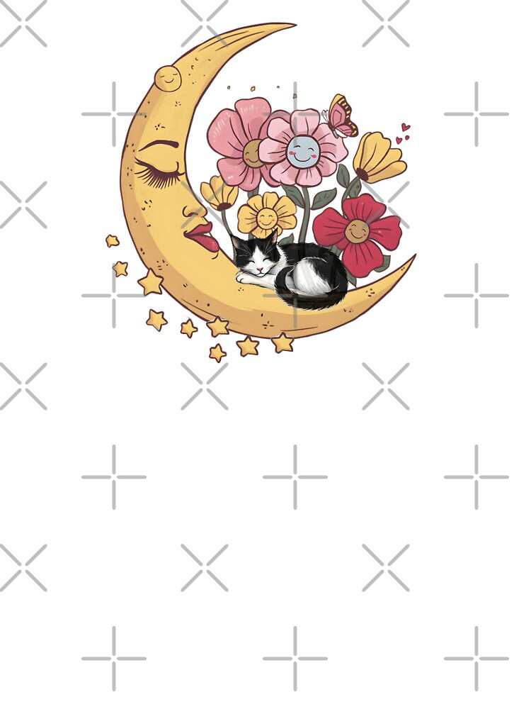 Sleeping Cat Floral Moon by HappyLifeCreate