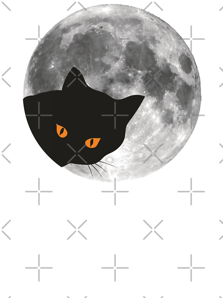 Orange Eyed Black Cat On Moon by Purplerain457