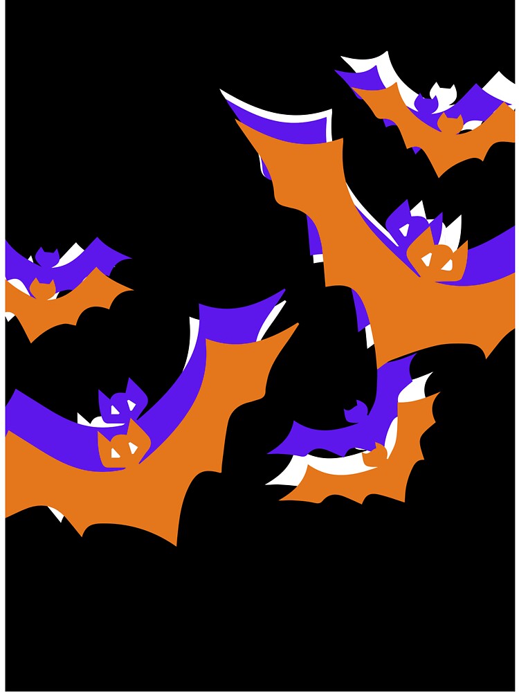 Spooky Orange Purple and White Layered Halloween Bats by SimplyPsycho